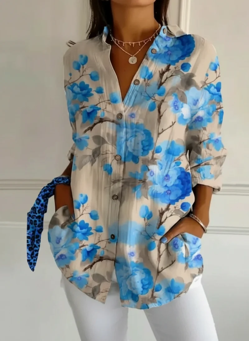 Blouse florale boutonnée