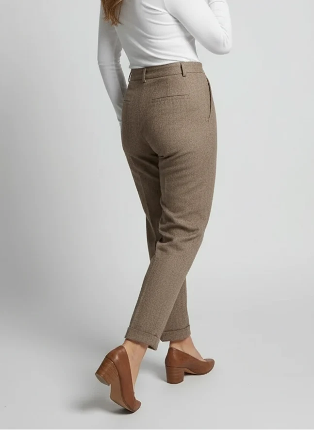 Pantalon taille haute coupe droite confort élégant