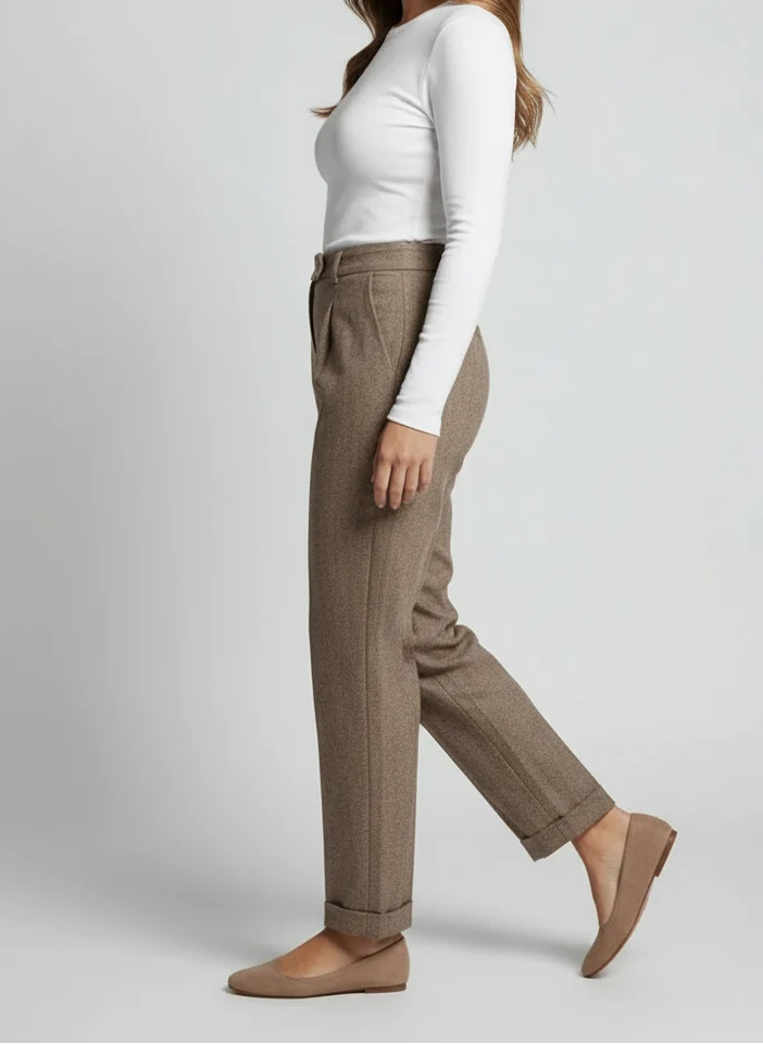 Pantalon taille haute coupe droite confort élégant
