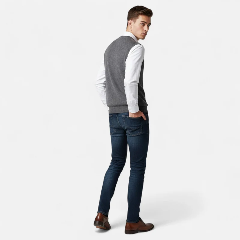 Gilet laine mérinos col V