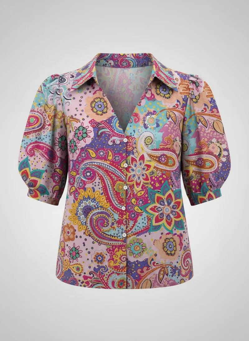 Blouse imprimée à boutons