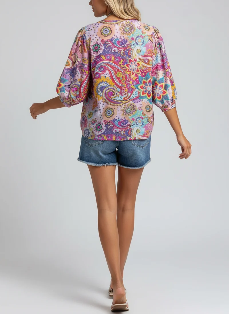 Blouse imprimée à boutons
