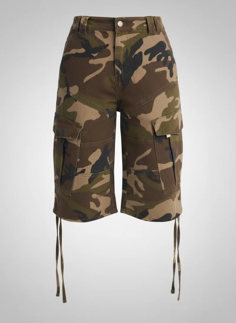 Short cargo denim camouflage