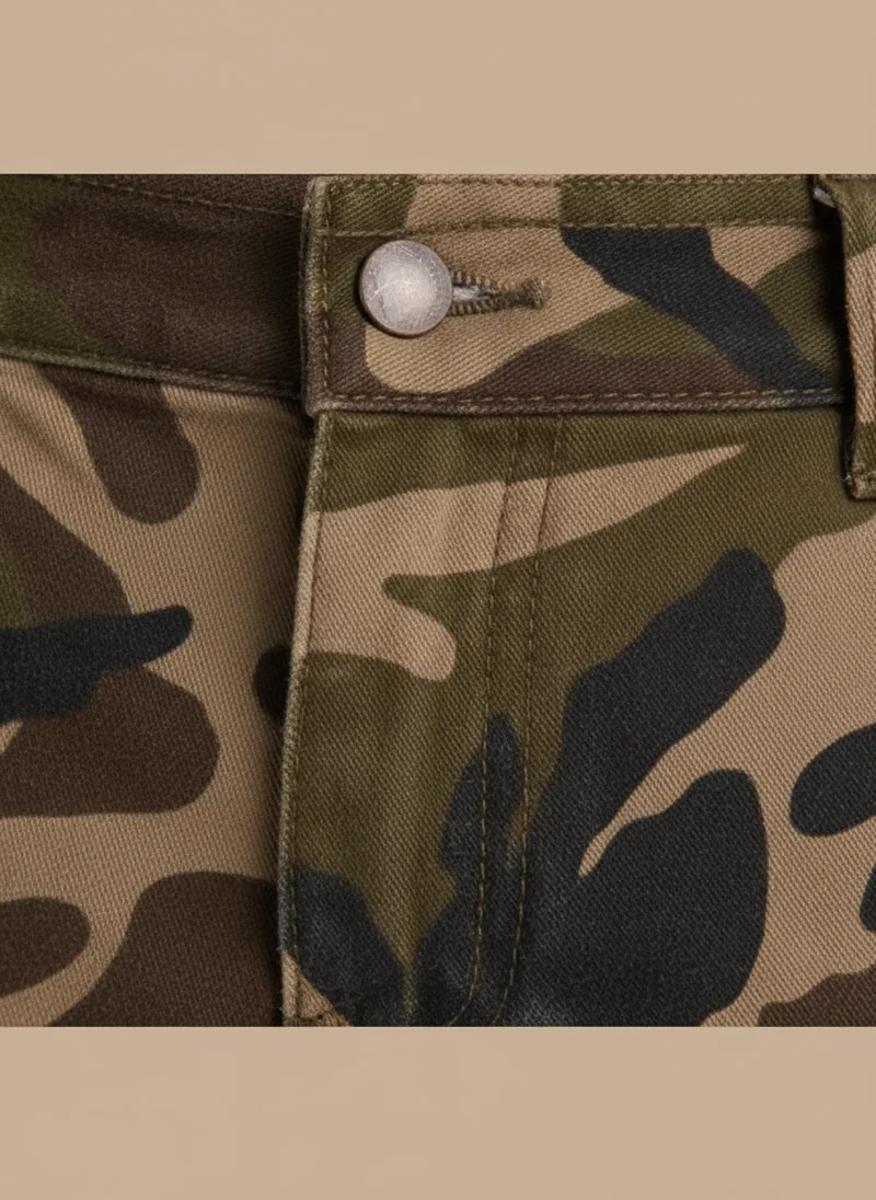 Short cargo denim camouflage
