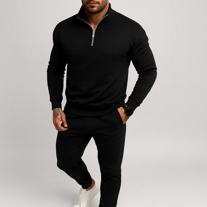 Ensemble de Survêtement Homme Demi-Zip et Pantalon Droit