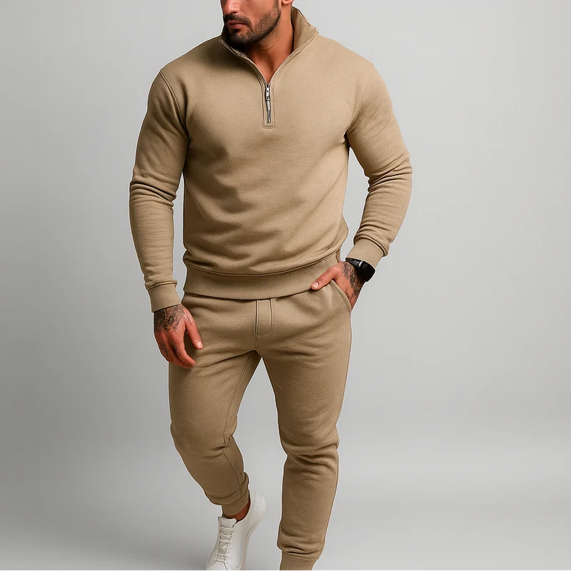 Ensemble de Survêtement Homme Demi-Zip et Pantalon Droit