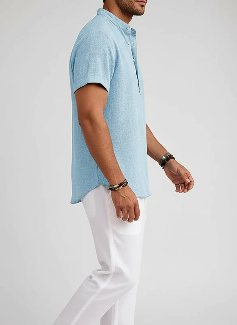 Chemise lin col Henley