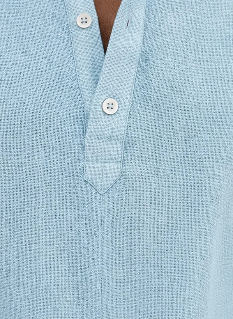Chemise lin col Henley