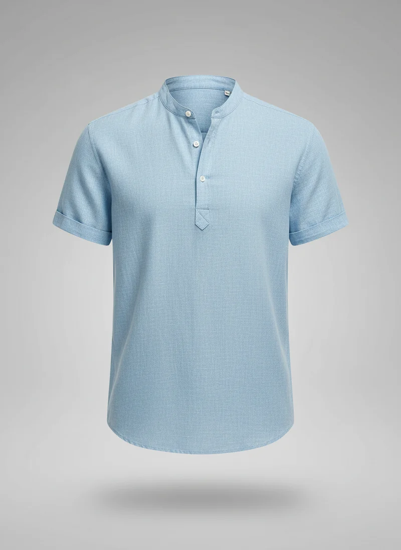 Chemise lin col Henley