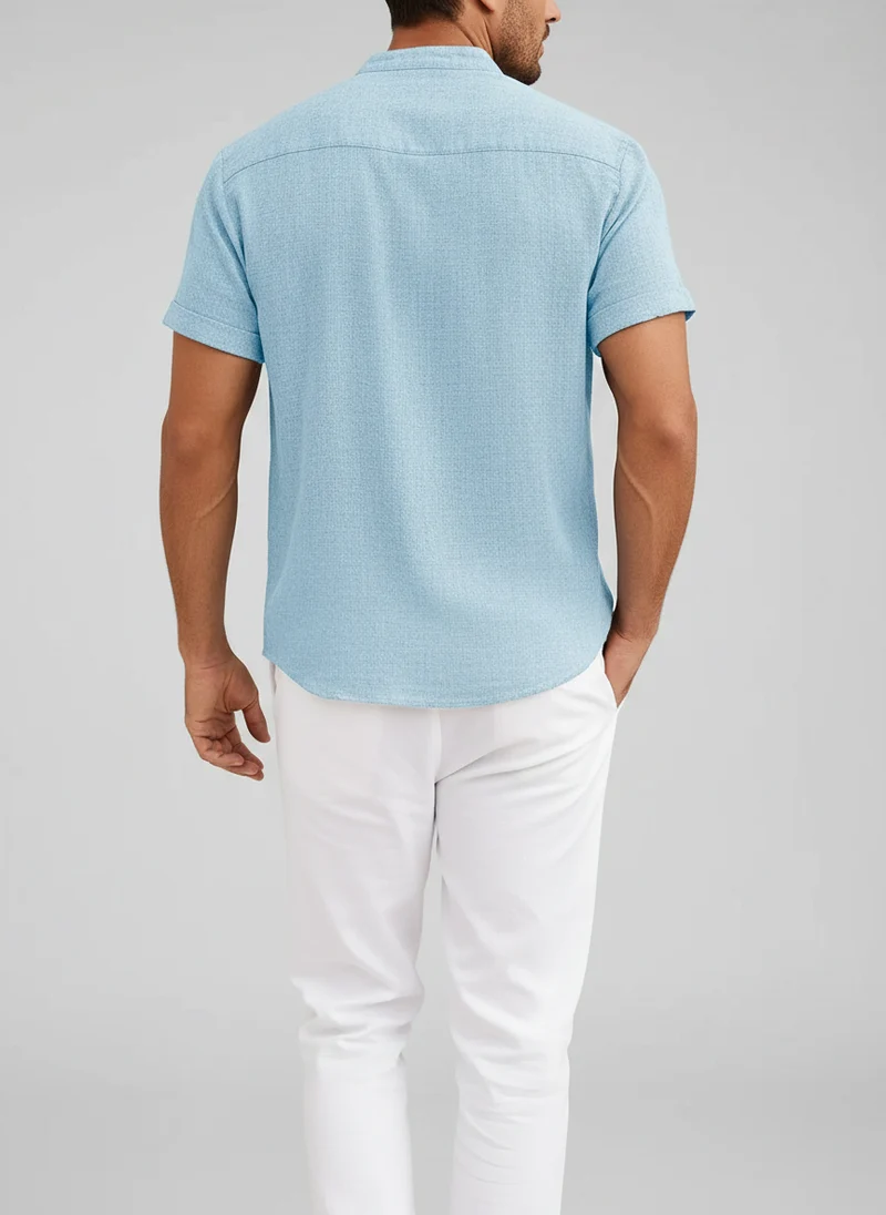 Chemise lin col Henley