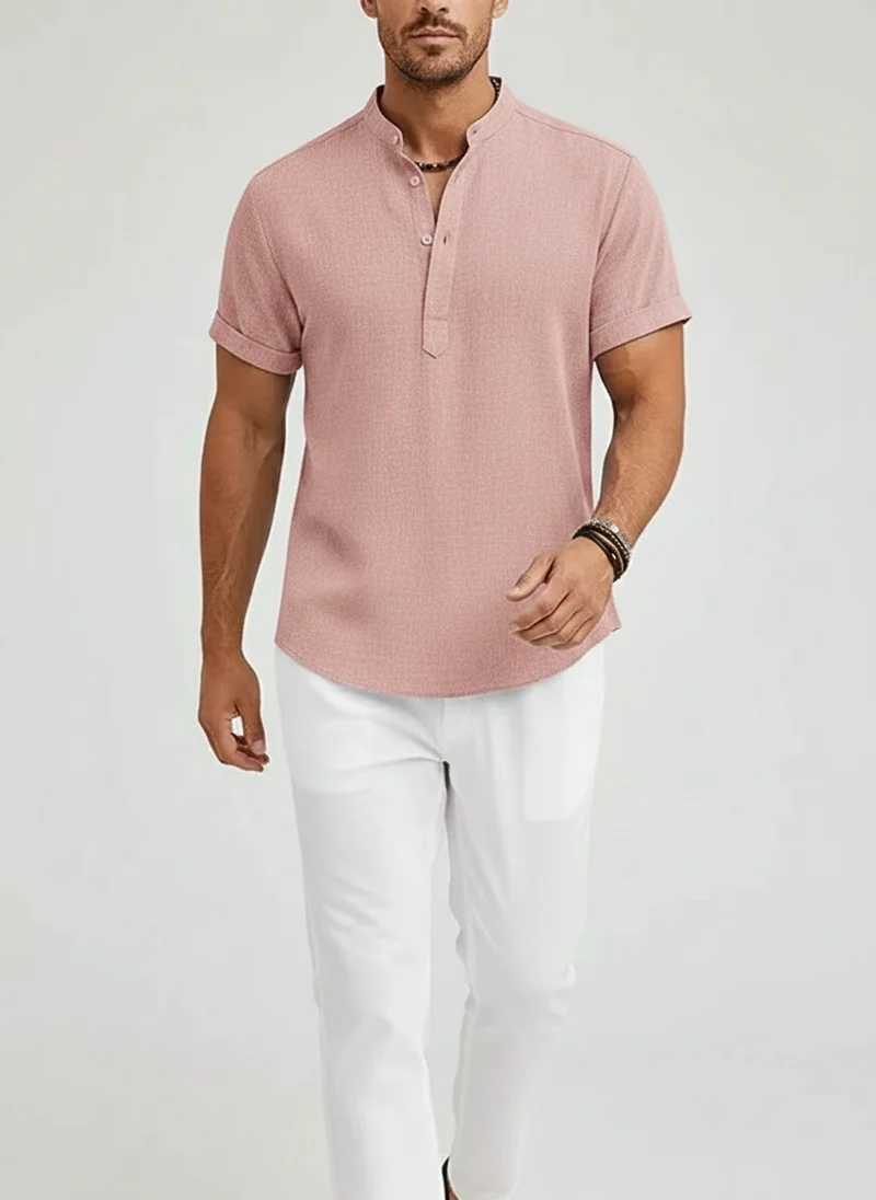 Chemise lin col Henley