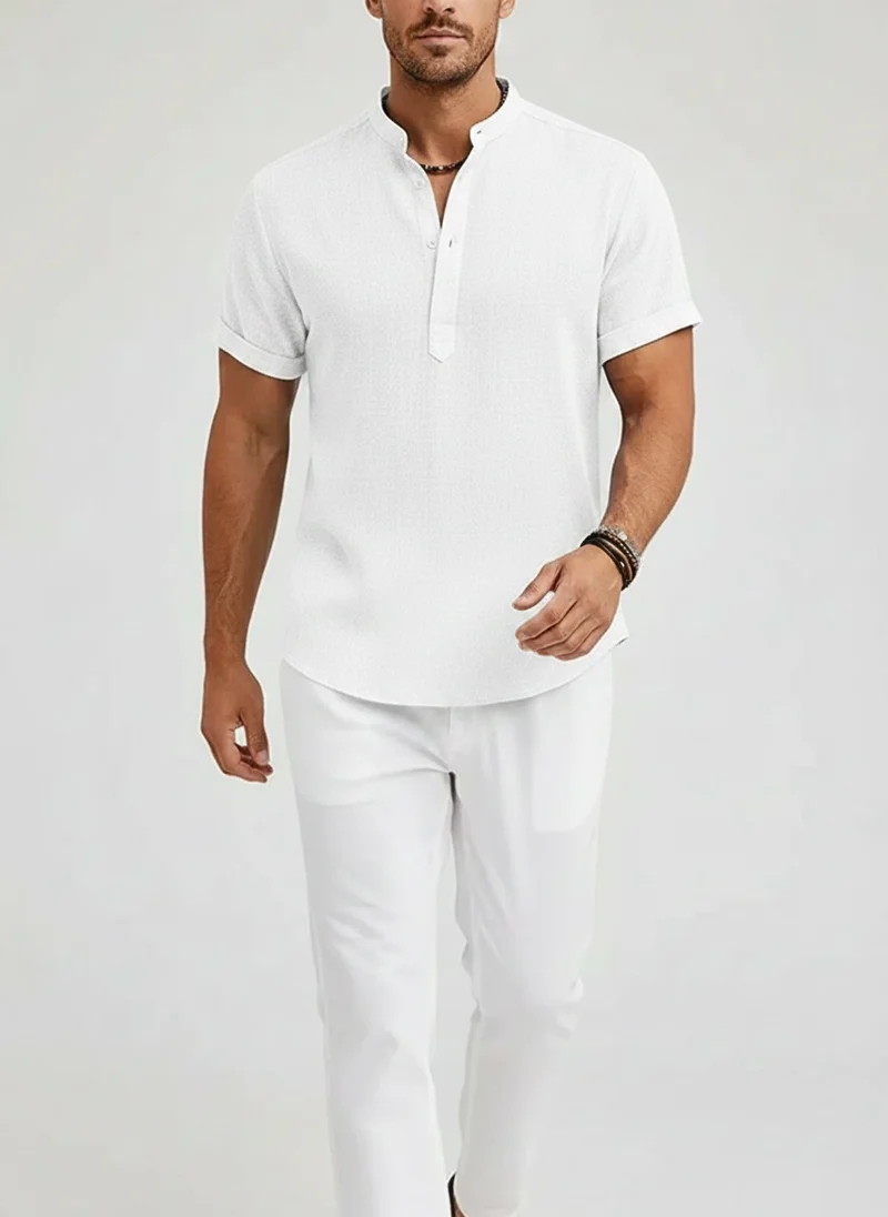 Chemise lin col Henley