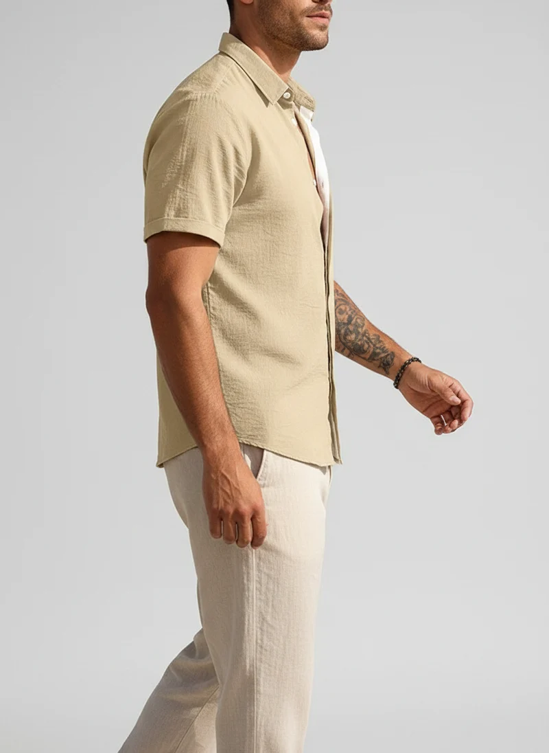 Chemise lin manches courtes