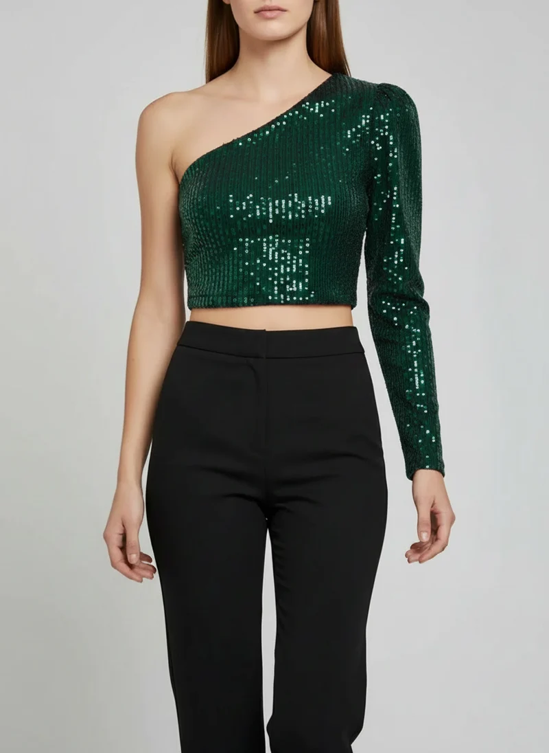 Top asymétrique à paillettes