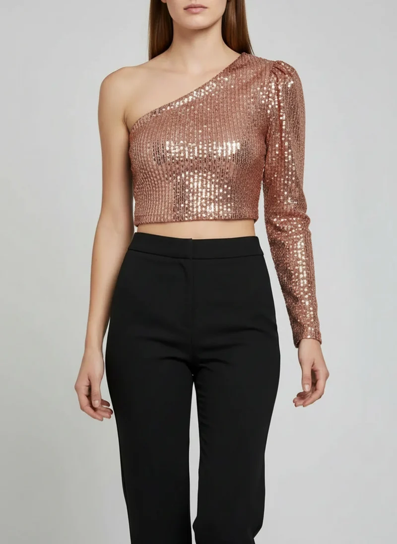 Top asymétrique à paillettes