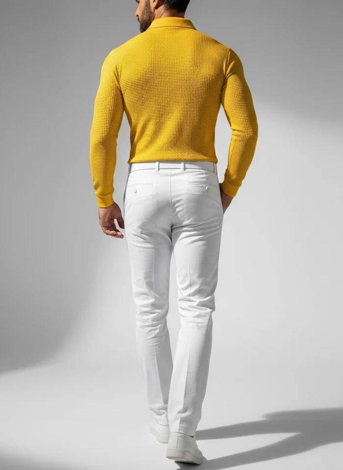 Polo manches longues texturé
