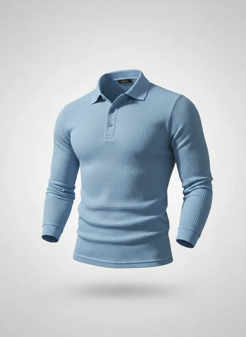 Polo manches longues texturé