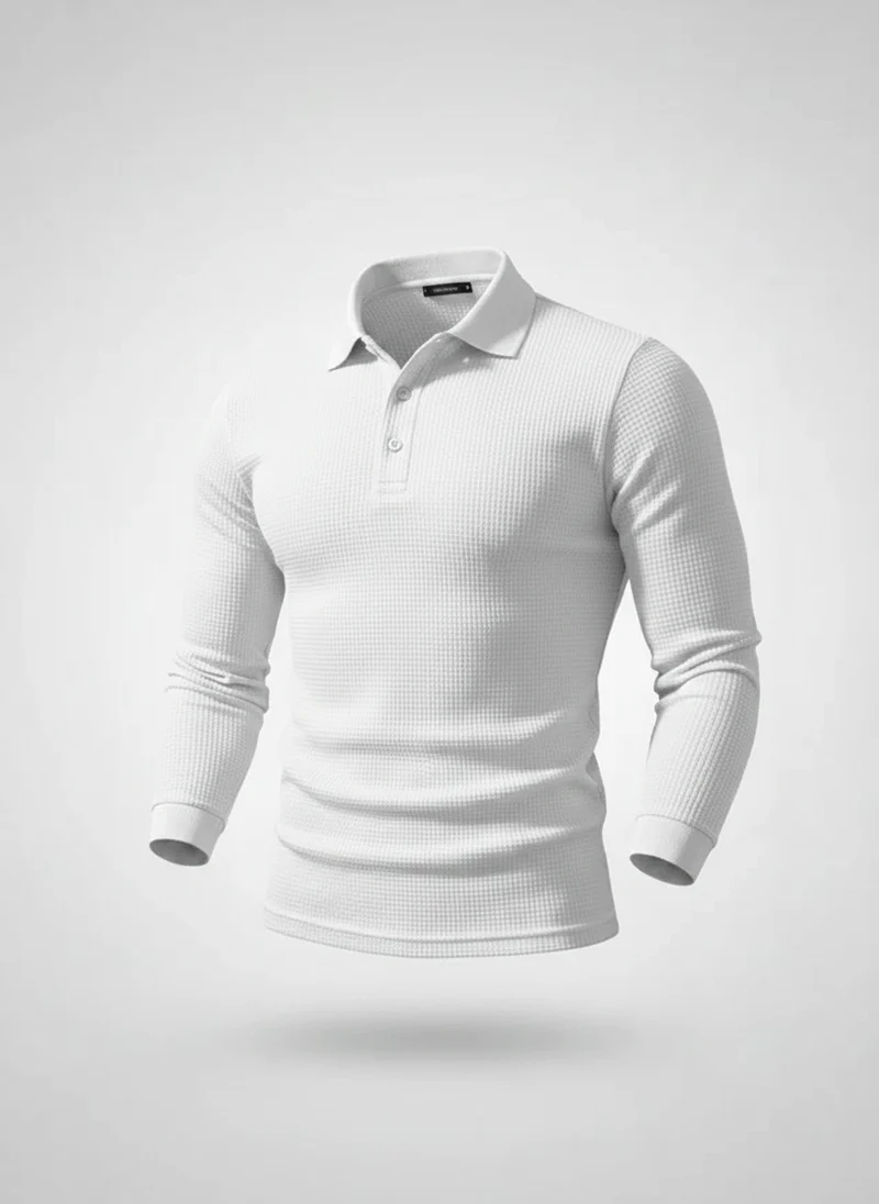 Polo manches longues texturé