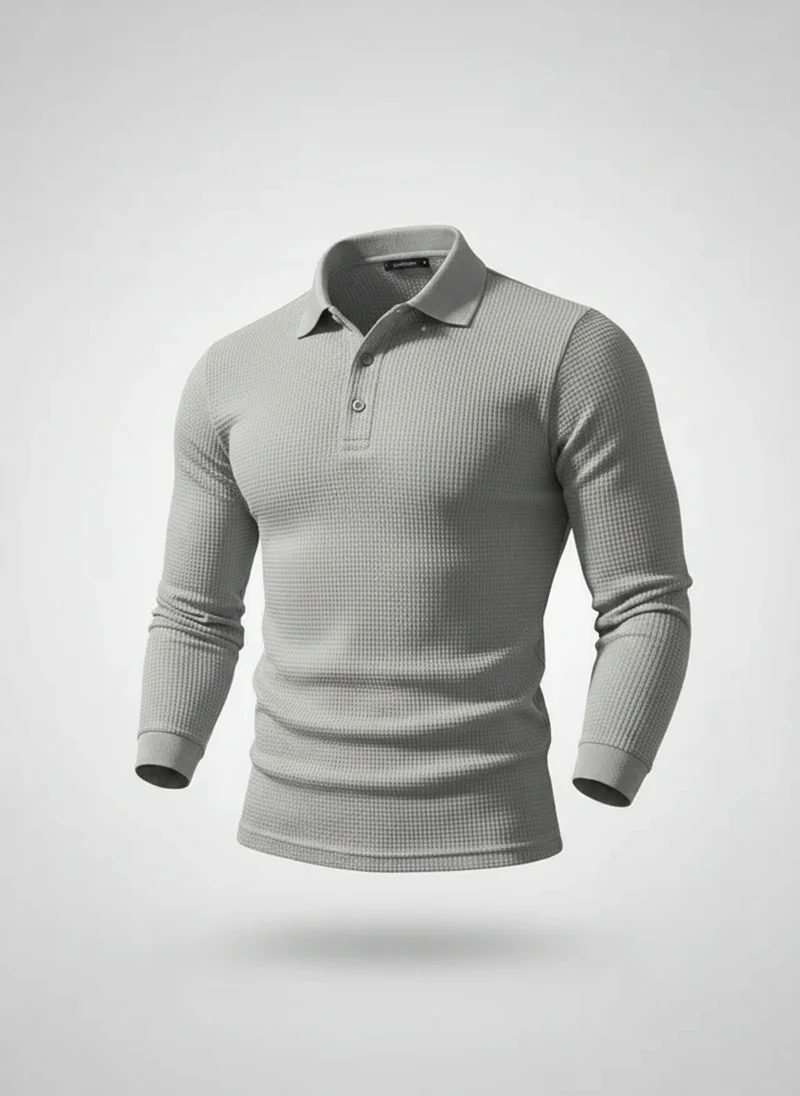 Polo manches longues texturé