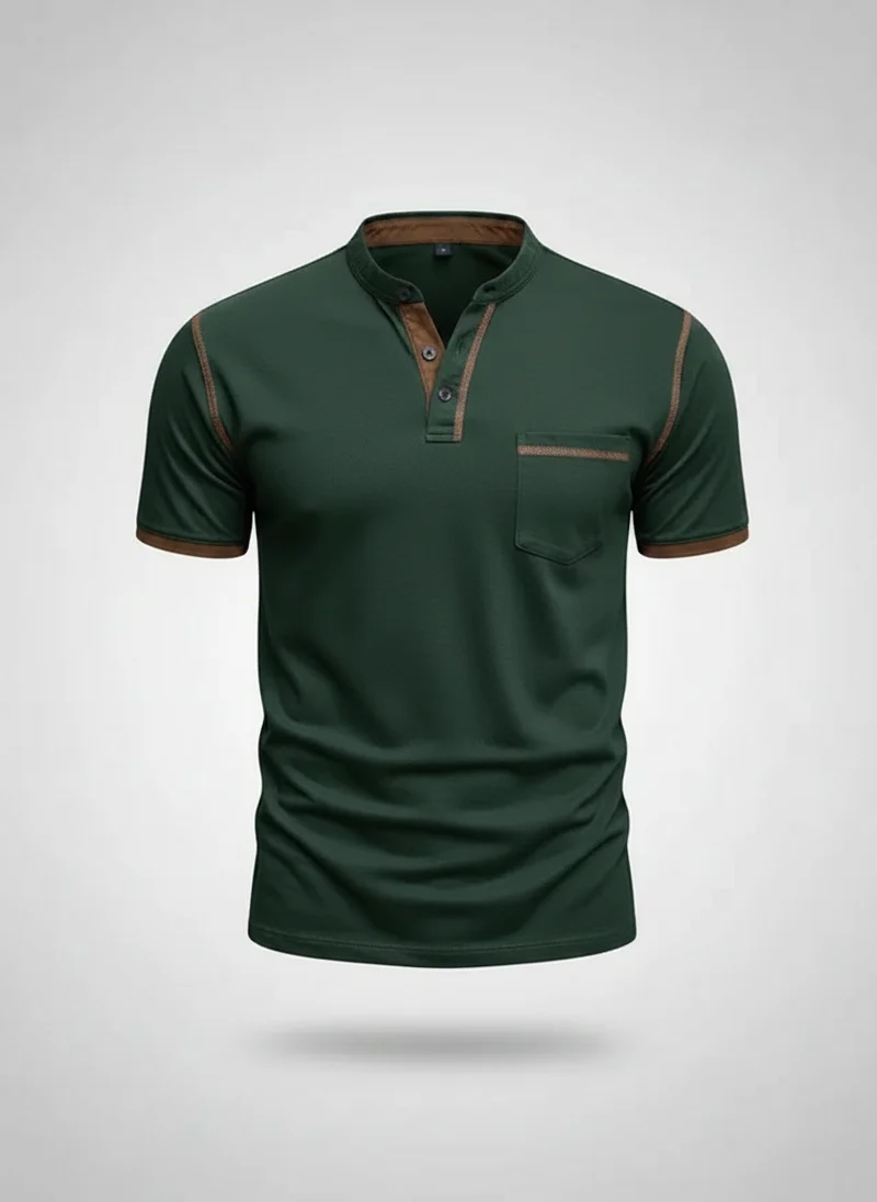 T-shirt col tunisien structuré