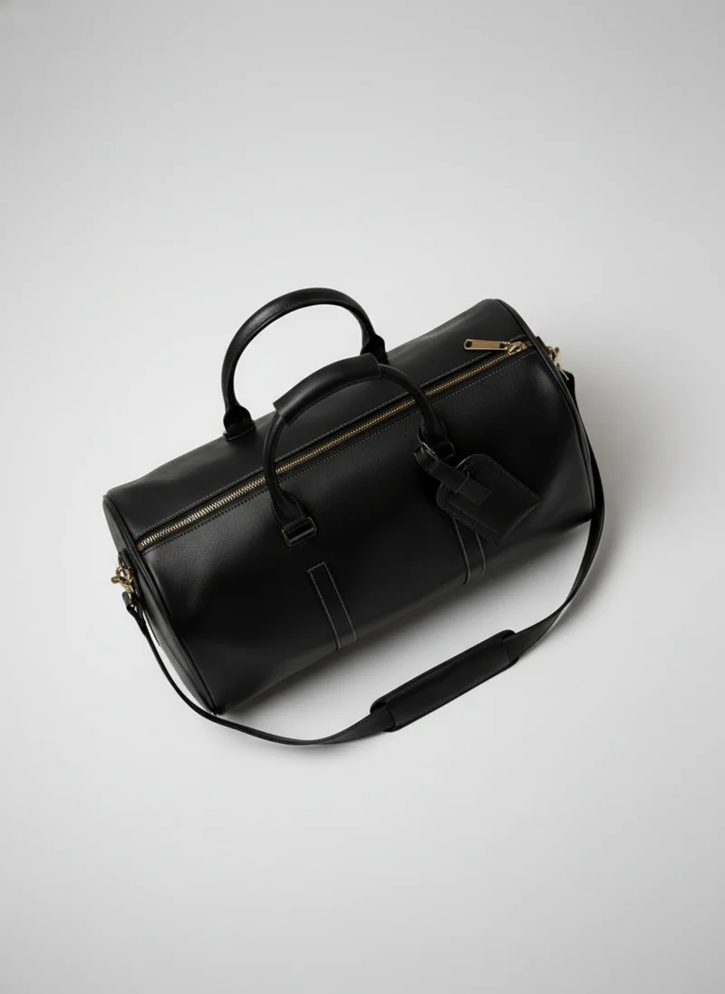 Sac week-end cuir pleine fleur noir élégant