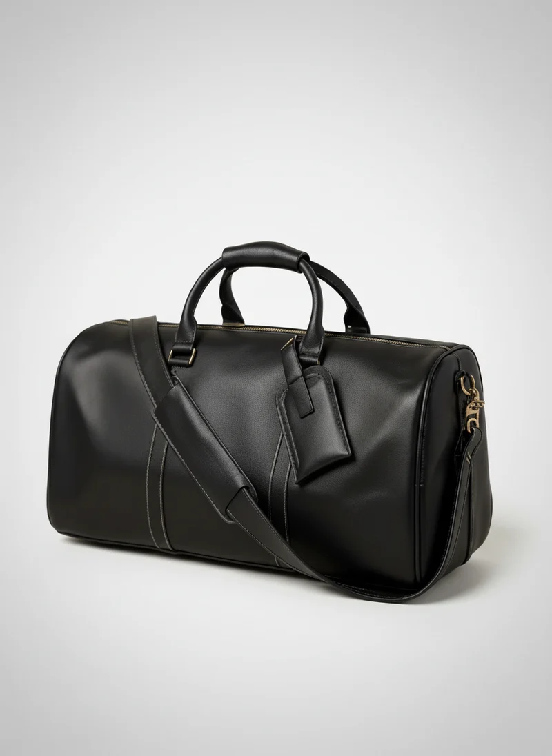 Sac week-end cuir pleine fleur noir élégant