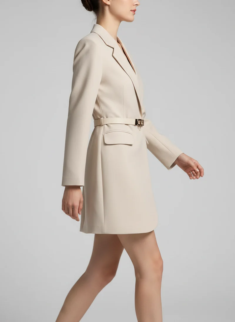 Blazer long ceinturé ajustable