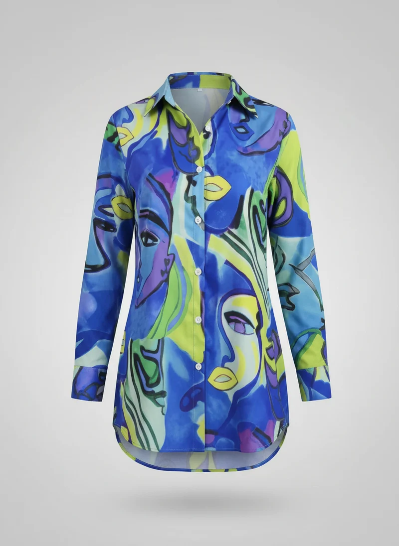 Tunique oversize femme imprimé abstrait – Élégante et confortable