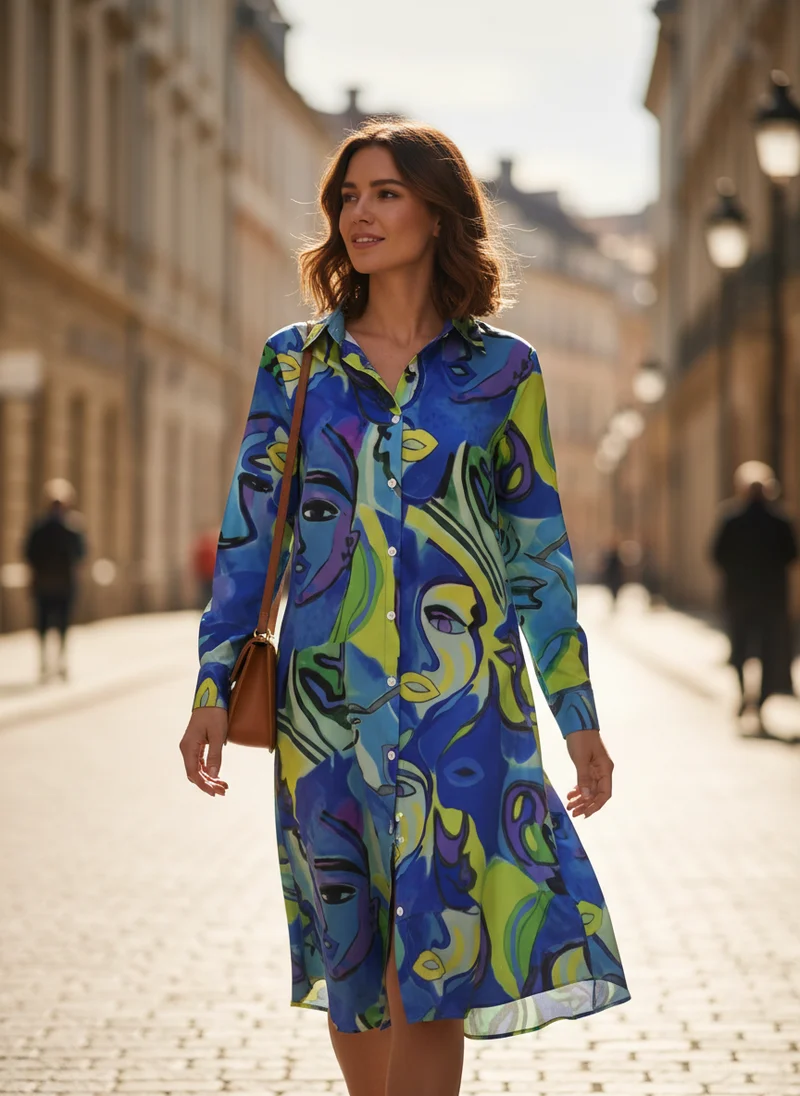 Tunique oversize femme imprimé abstrait – Élégante et confortable