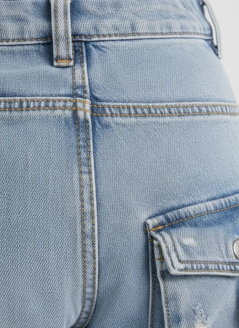Ensemble denim deux pièces style cargo à corset structuré