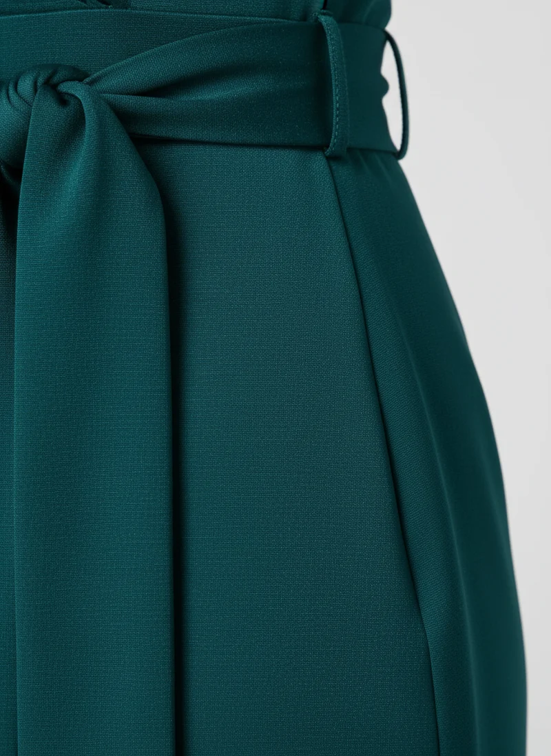 Robe Midi Cache-Cœur Élégante à Manches Longues