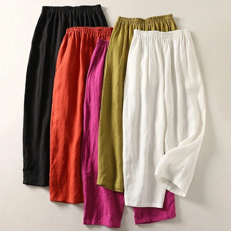 Pantalon en lin taille haute Sofia