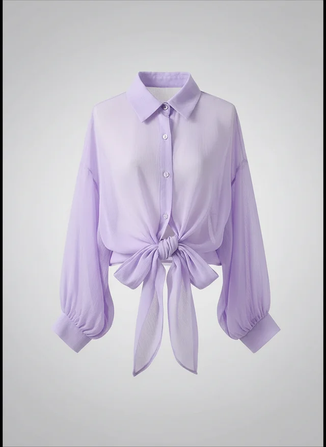 Blouse ample en mousseline pour femme avec lien à la taille