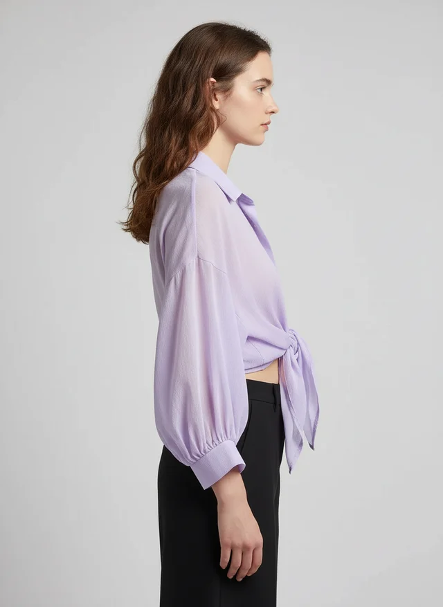 Blouse ample en mousseline pour femme avec lien à la taille