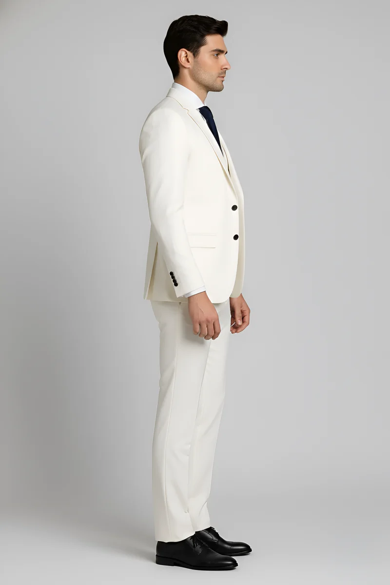 Costume homme classique en mélange de laine avec gilet intégré