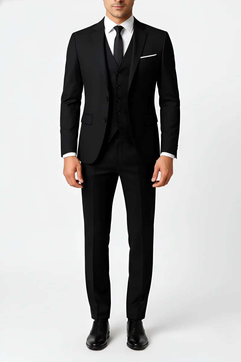 Costume homme classique en mélange de laine avec gilet intégré