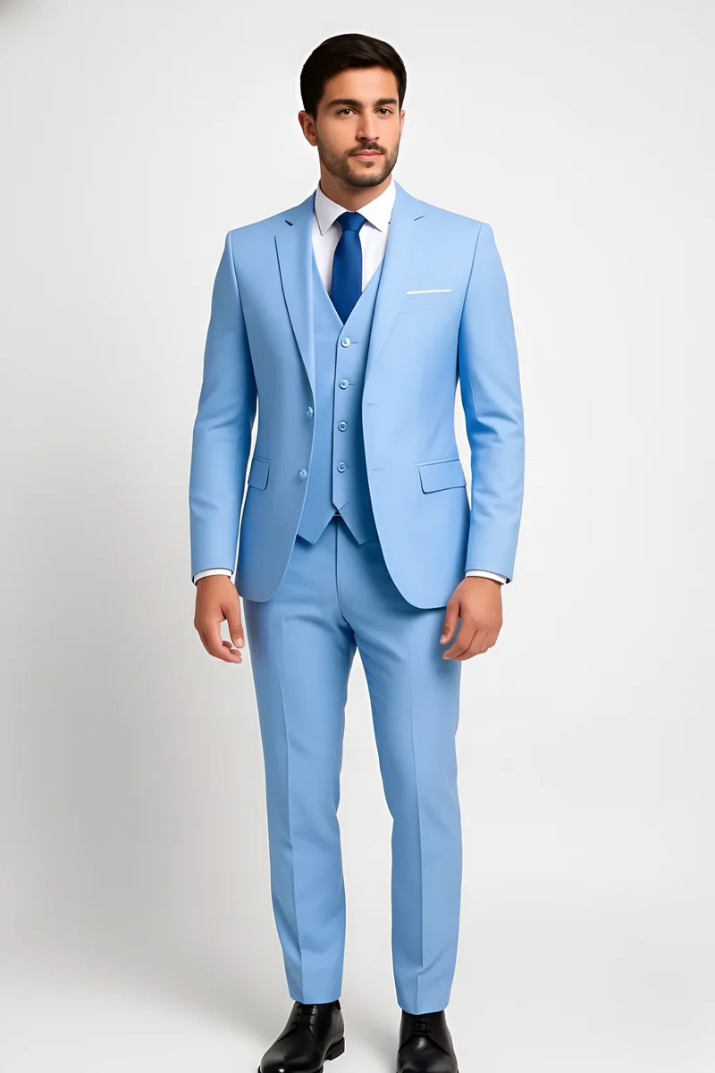 Costume homme classique en mélange de laine avec gilet intégré