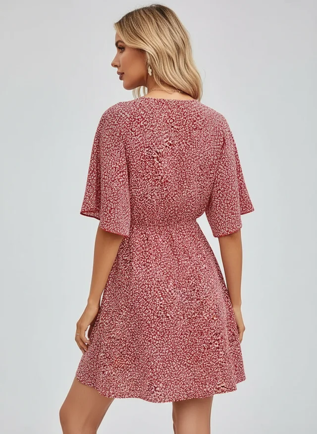 Robe femme imprimée manches courtes décontractée été