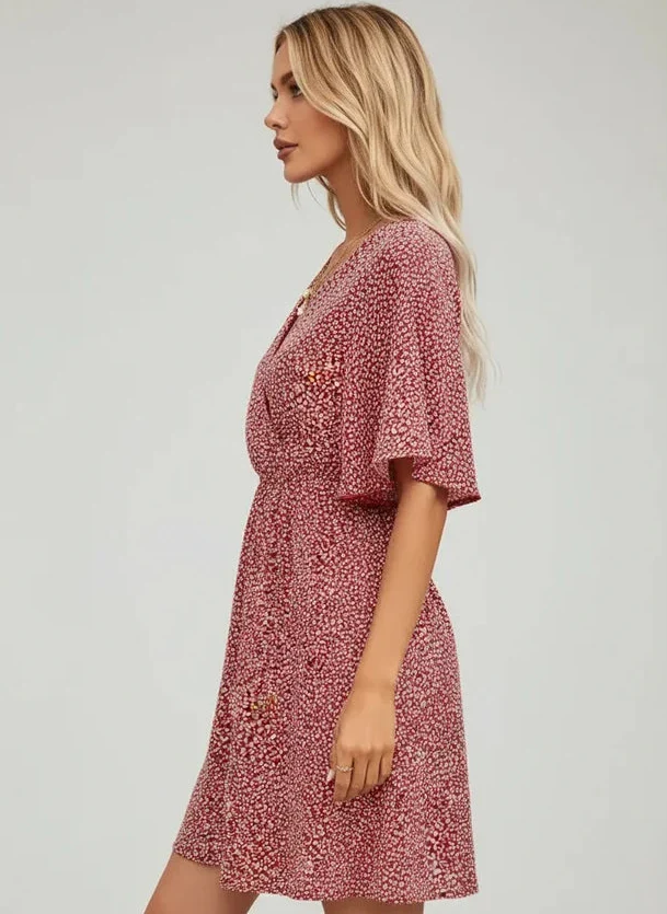 Robe femme imprimée manches courtes décontractée été
