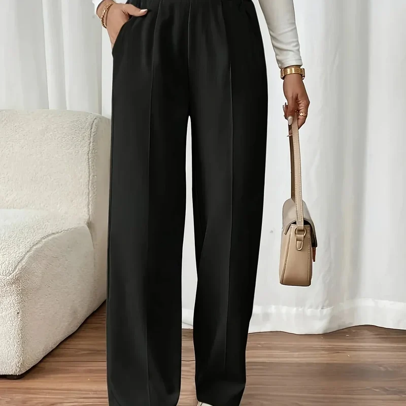 Pantalon Droit avec Ceinture Élastique, Confort et Style au Quotidien