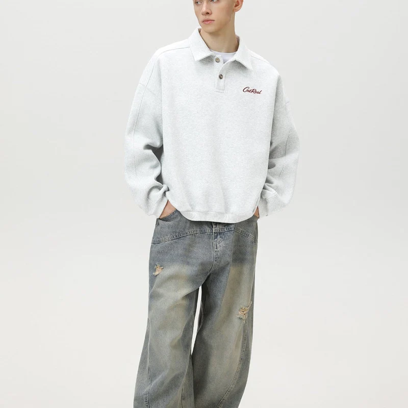 Polo Oversize en Maille Brodée – Style Casual Chic