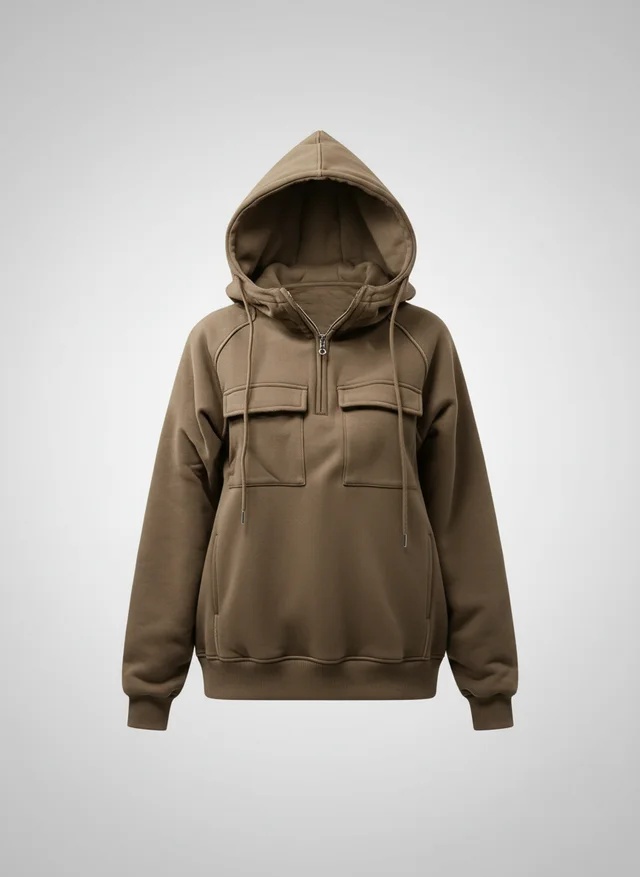 Sweat à capuche homme multi-poches automne-hiver