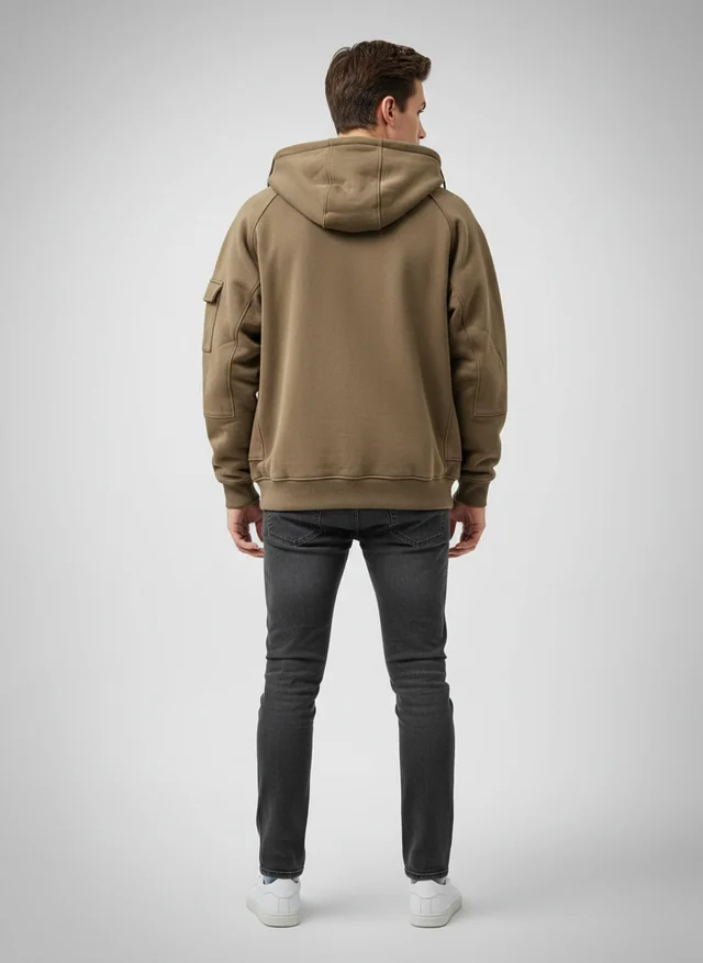 Sweat à capuche homme multi-poches automne-hiver