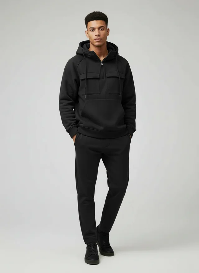 Sweat à capuche homme multi-poches automne-hiver