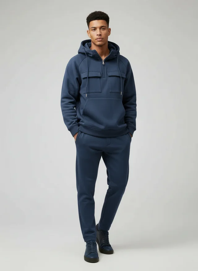 Sweat à capuche homme multi-poches automne-hiver