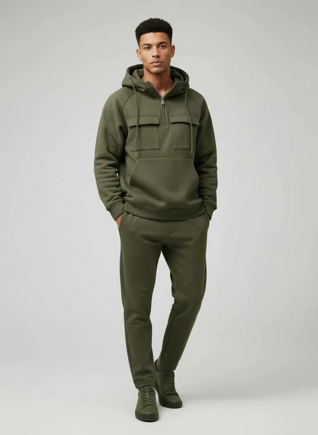 Sweat à capuche homme multi-poches automne-hiver