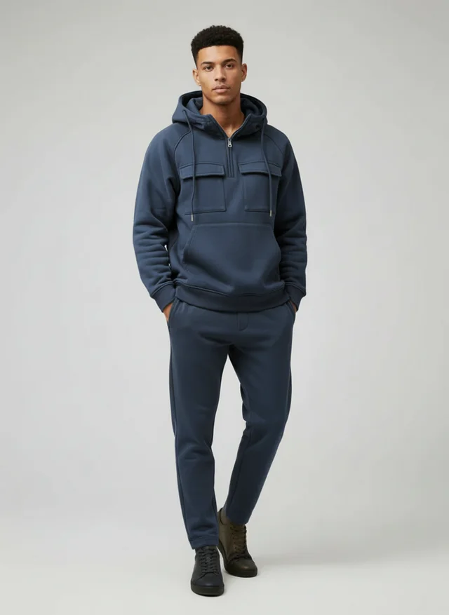 Sweat à capuche homme multi-poches automne-hiver