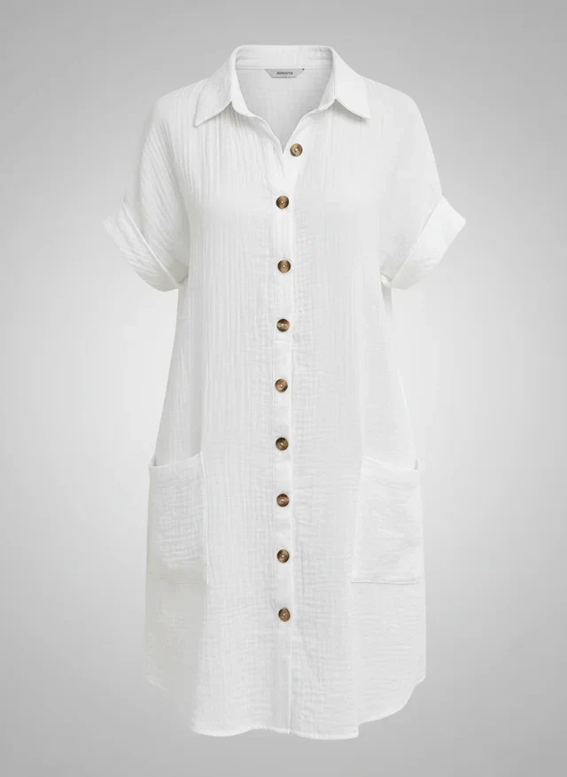 Robe mini vintage col V coton et lin été chic