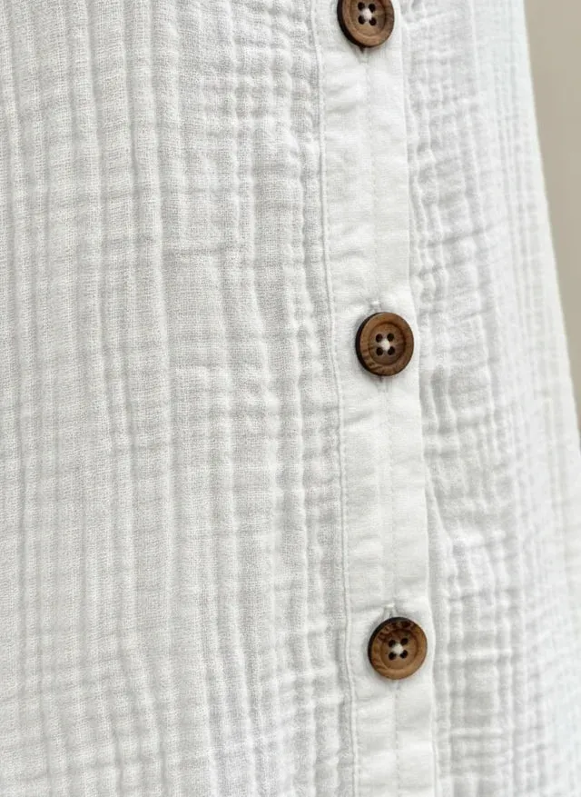 Robe mini vintage col V coton et lin été chic