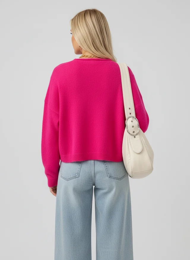 Cardigan tricot boutonné femme coupe ample manches longues